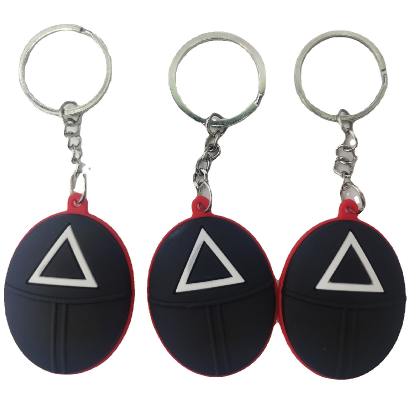 New arrival rubber products hot squid game keychain doll calamari silicone key rings squid game