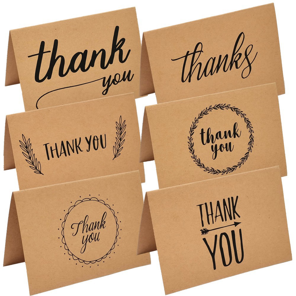 Custom Printing Kraft Paper Thank You Cards for Business 10*14.5cm Folding Handwritten Paper Cards