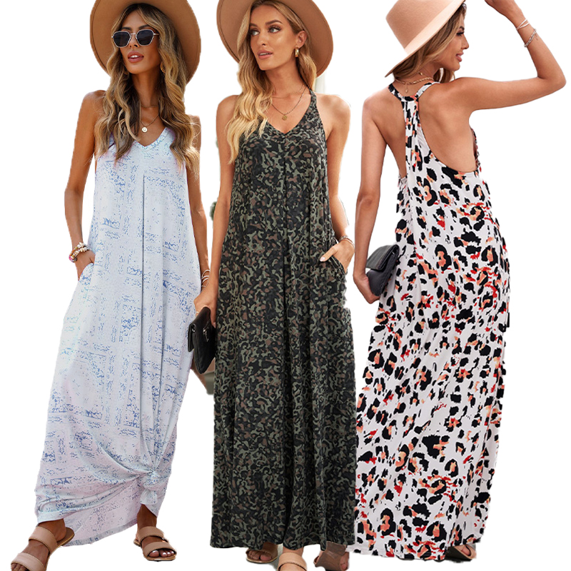 Women Clothing Clothes Ladies Casual Solid Floral Print Mini Sleeveless Summer Dress