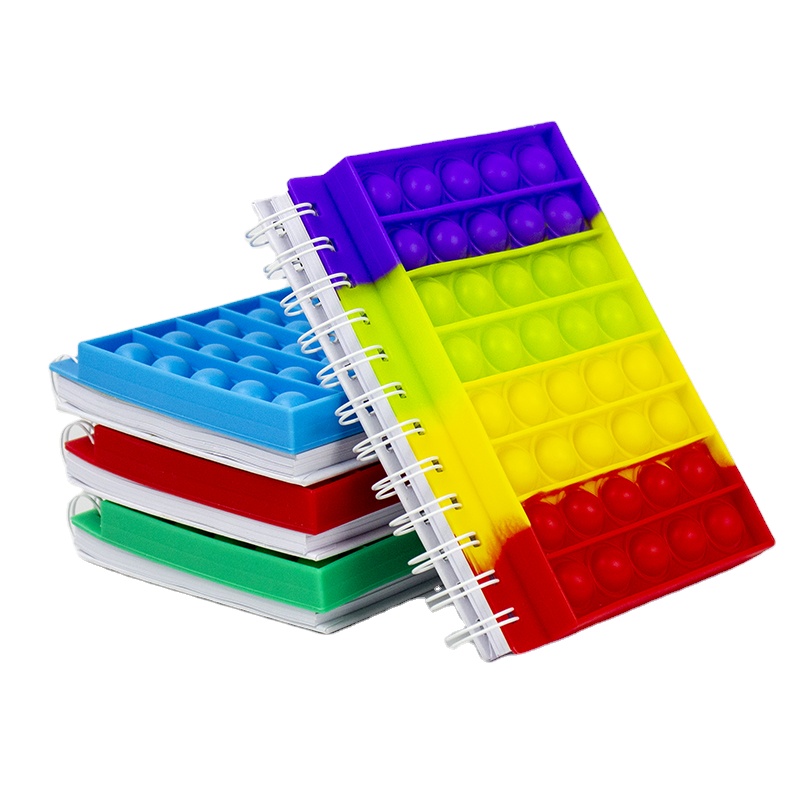 Amazon hot selling silicone pop cover notebook children back to school fidget toys push A5 loose spiral bubbles notebook