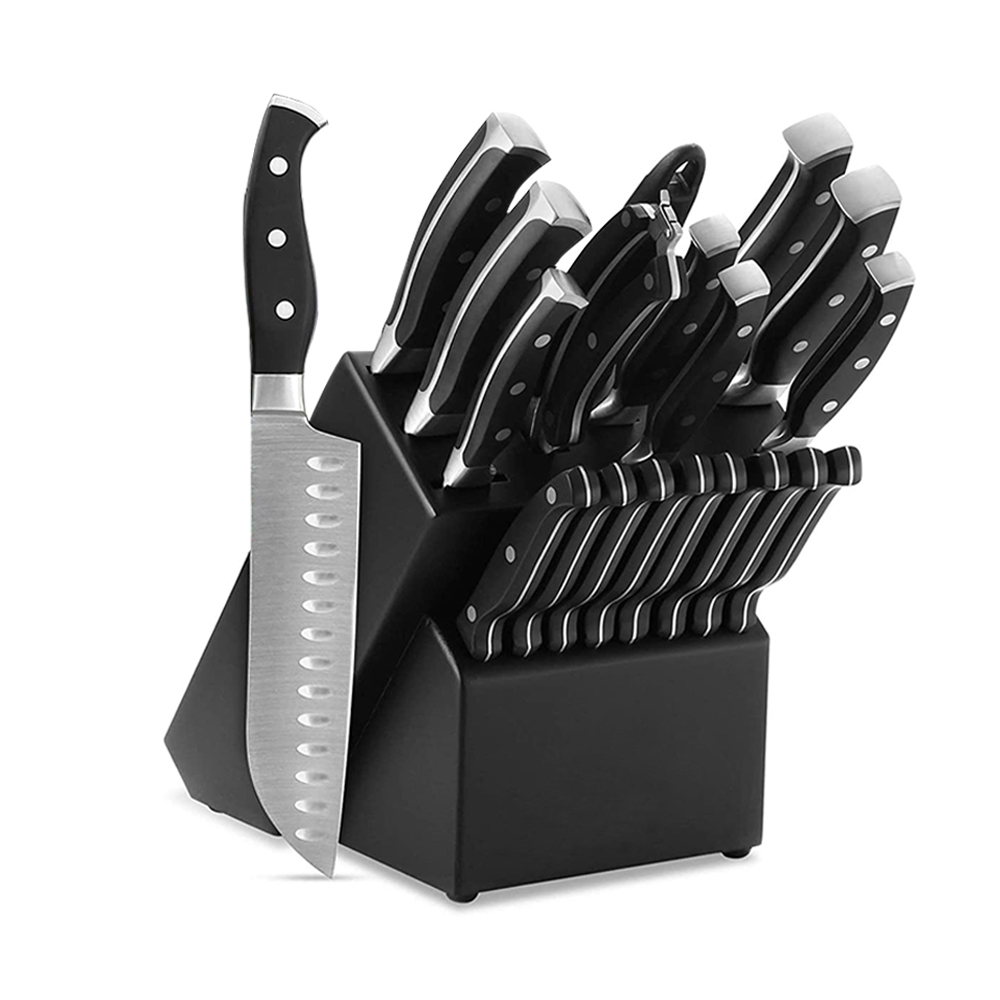 19 pcs professional japanese stainless steel kitchen chef knife set with wooden block