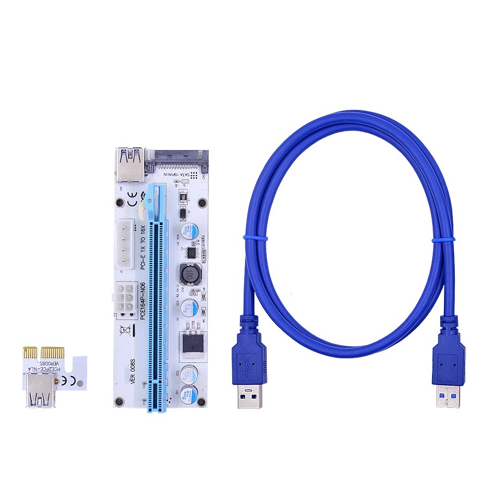 Bitcoin Mining 008 ver008s PCI-e X1 To X16 Risers Card USB3.0 кабель 60 см Molex to 6Pin PCI riser 008S