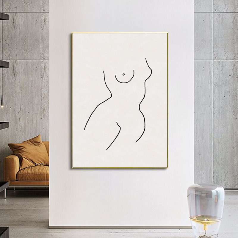 Wholeasle Nordic sexy nude line sketch women framed Print Living Room modern wall paintings for sale