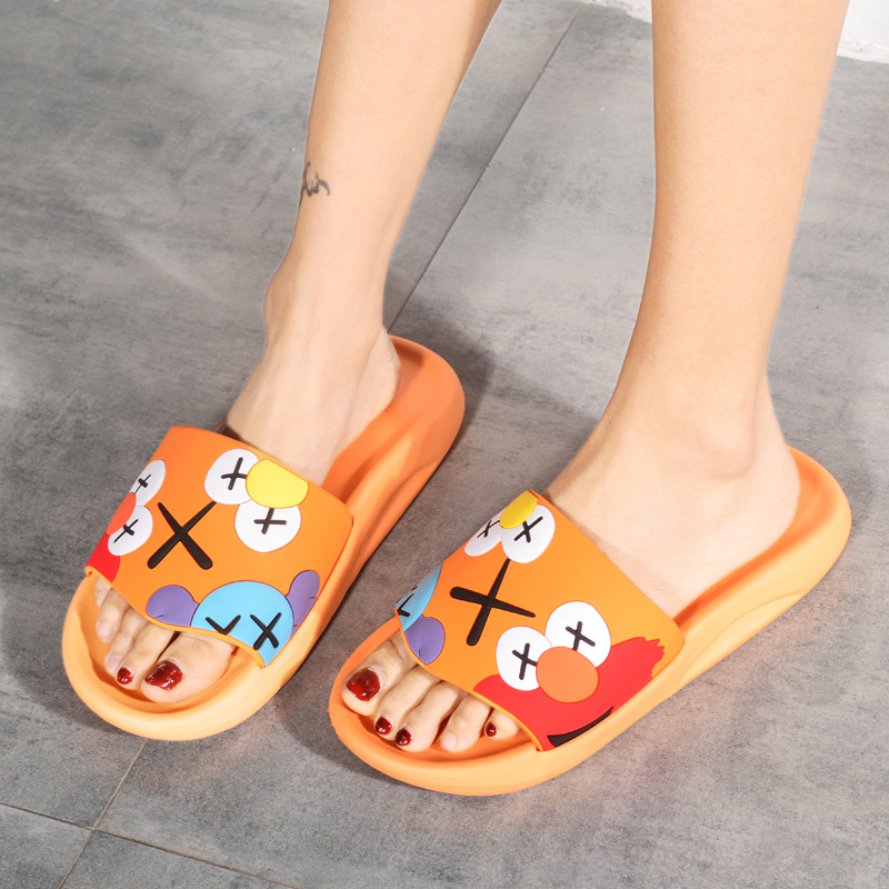 colorful elmo Graffiti flip-flops for lovers slide footwear brand plastic shower bathroom rubber plastic yeezy slipper