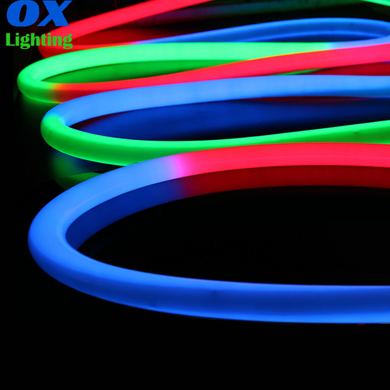 Светодиодная неоновая лента RGB 360 градусов круглая неоновая СВЕТОДИОДНАЯ 12 В пиксель RGB Адресуемая 5050 RGB Гибкая веревка