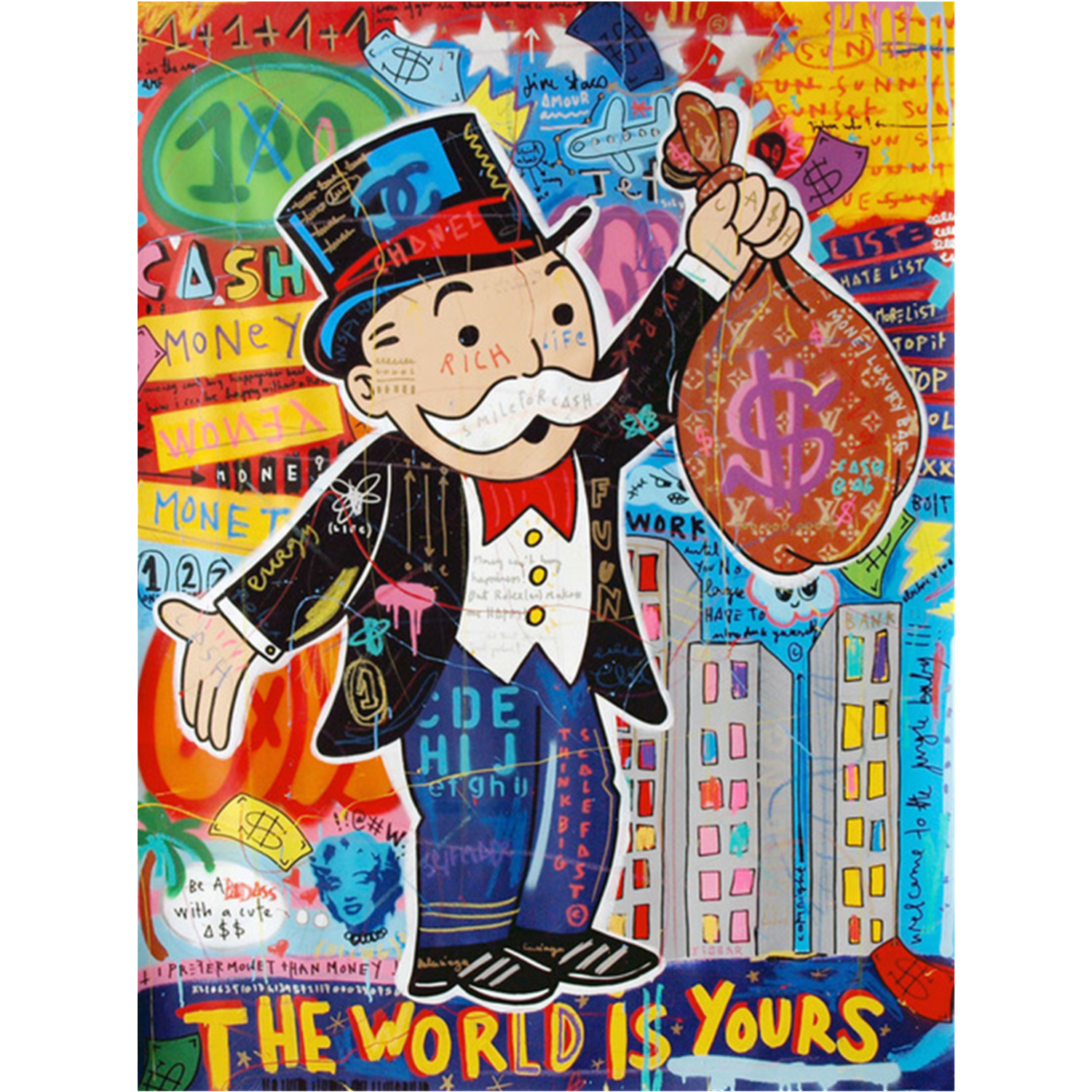 Custom Fashion Graffiti Art Money Paintings on The Wall Art Canvas Painting Posters and Prints Modern Home Pictures