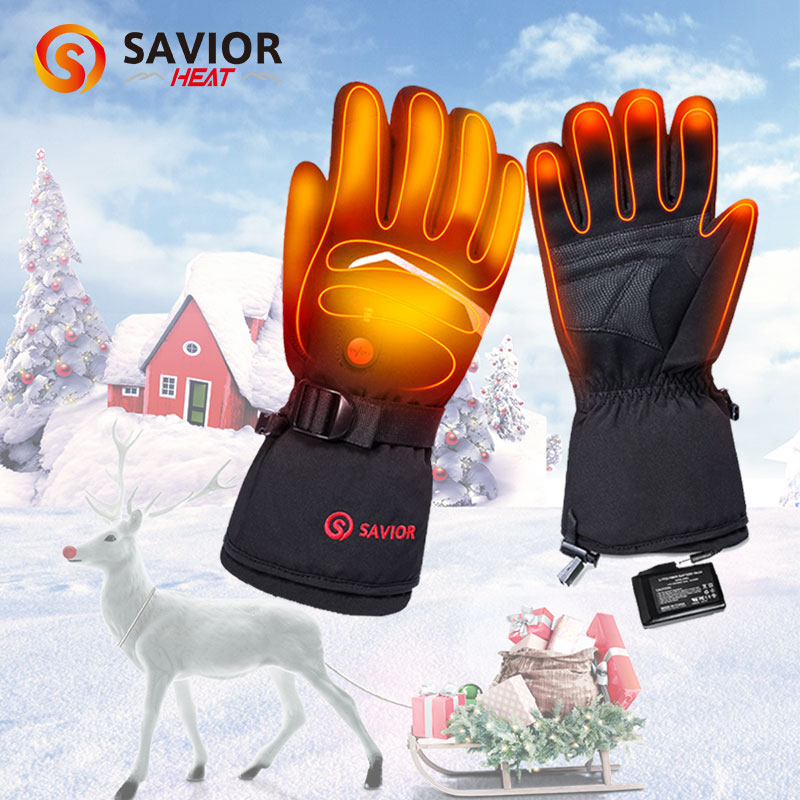 Savior Custom Winter Women Waterproof Ski Motor Bike Motorcycle Battery Rechargeable Electric Heated Gloves