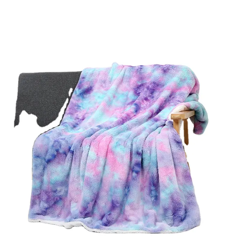 Amazon Wholesale Cheap Tie Dye Fleece Blanket Sherpa blanket Soft blanket for winter