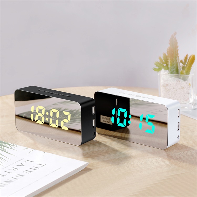 Цифровой светодиодный зеркальный Будильник snooze light с 2 usb-зарядными портами