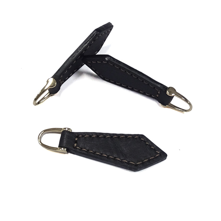 Garment Accessories Zinc Alloy Design Engraved Size Custom Zip Drawer Pulls Leather Zipper Puller