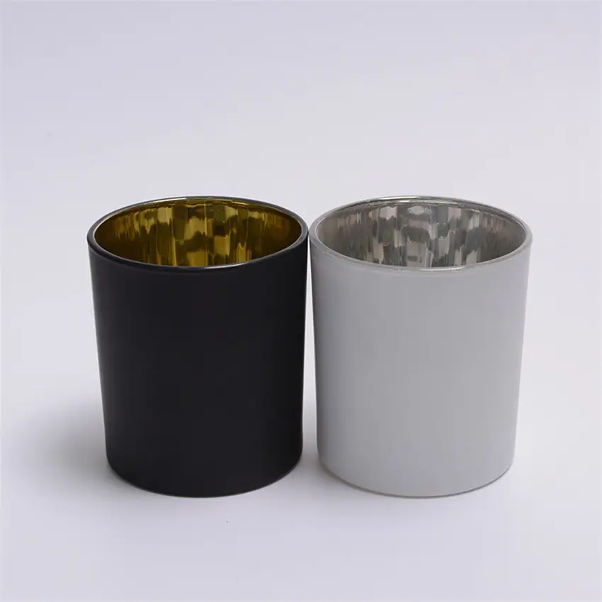 Customized Logo Galvanized Coating Cylinder Glass Candle Holder for Home Use