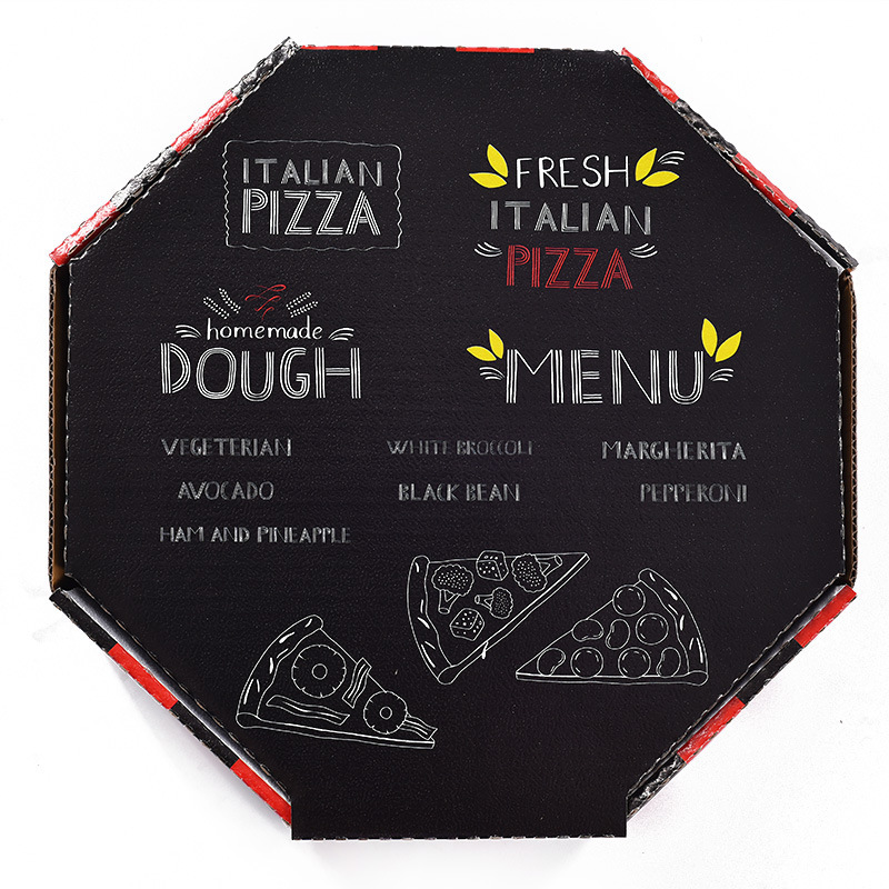 Customized Size Corrugated Cardboard Pizza Box Octangle Shape with Foil and UV Protection for Food Packaging