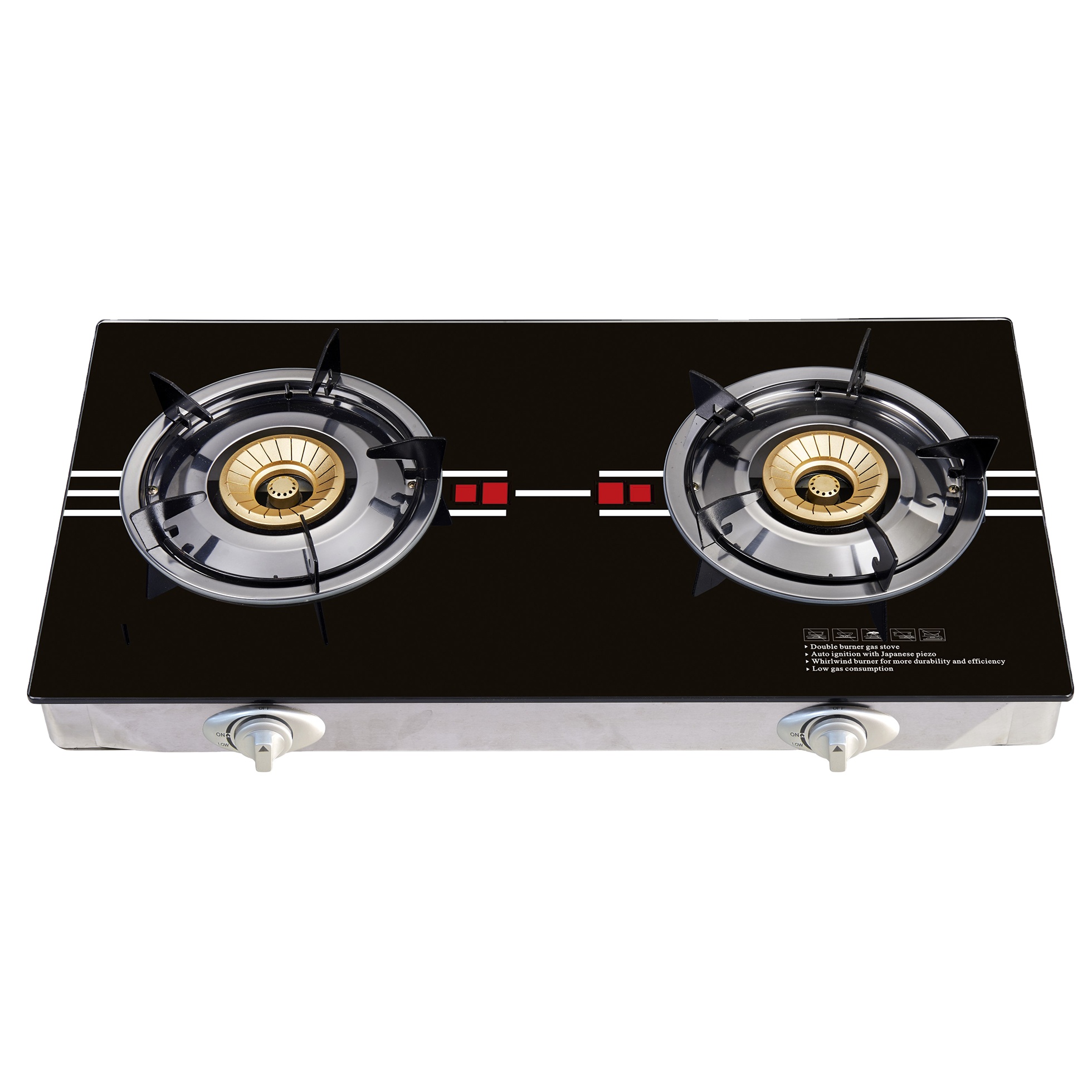 China Manufacturer 2 Burner Glass Cooktops LPG NG Gas Gas Stove