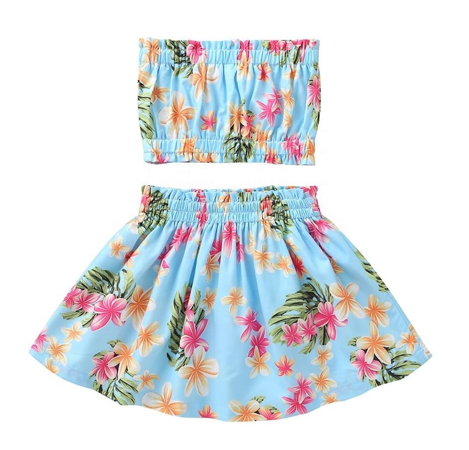 2021 new arrival Summer Wrapped Tops Floral Skirt Two-piece suit