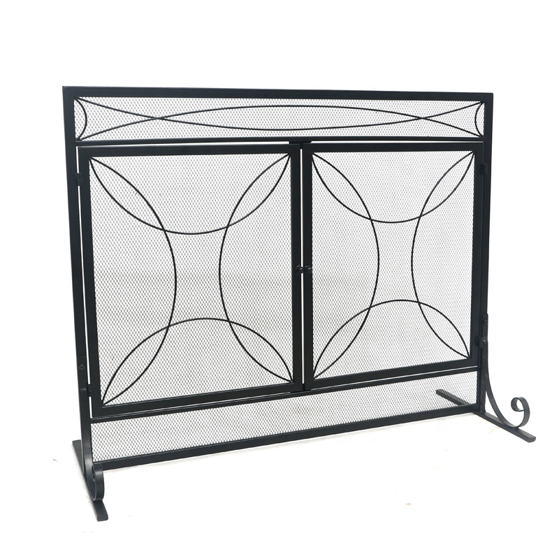 2021 New Design Single Panel Metal Mesh Fireplace Screen with Door