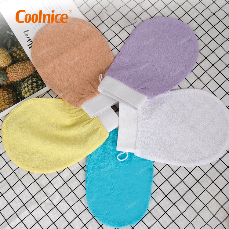 Wholesale 100% Viscose Fiber Home Dead Skin Remover Korean Skin Care Facial Exfoliating Bath Mitt Body Scrub Gloves