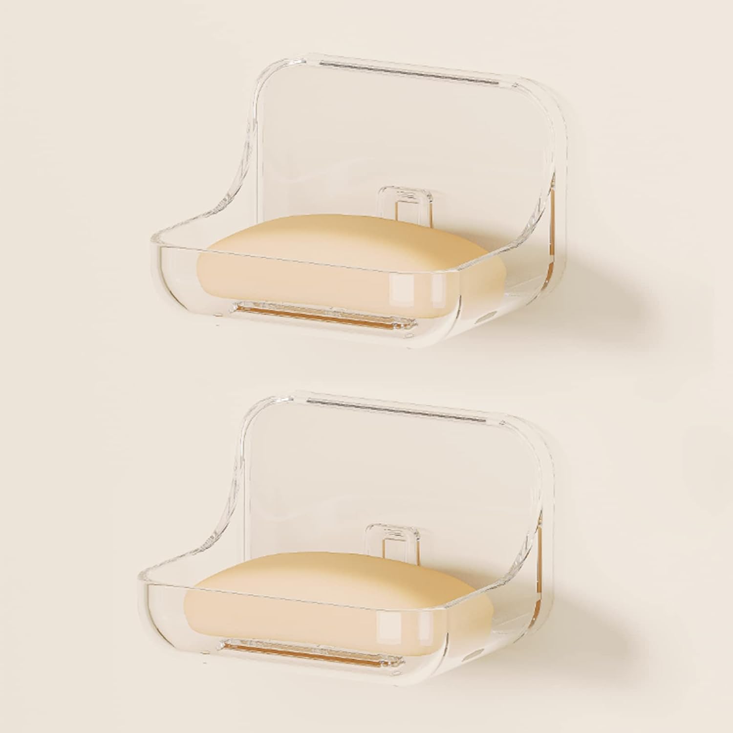New Design Wall Mount Plastic Adhesive Soap Holder Acrylic Soap Dish for Shower Wall