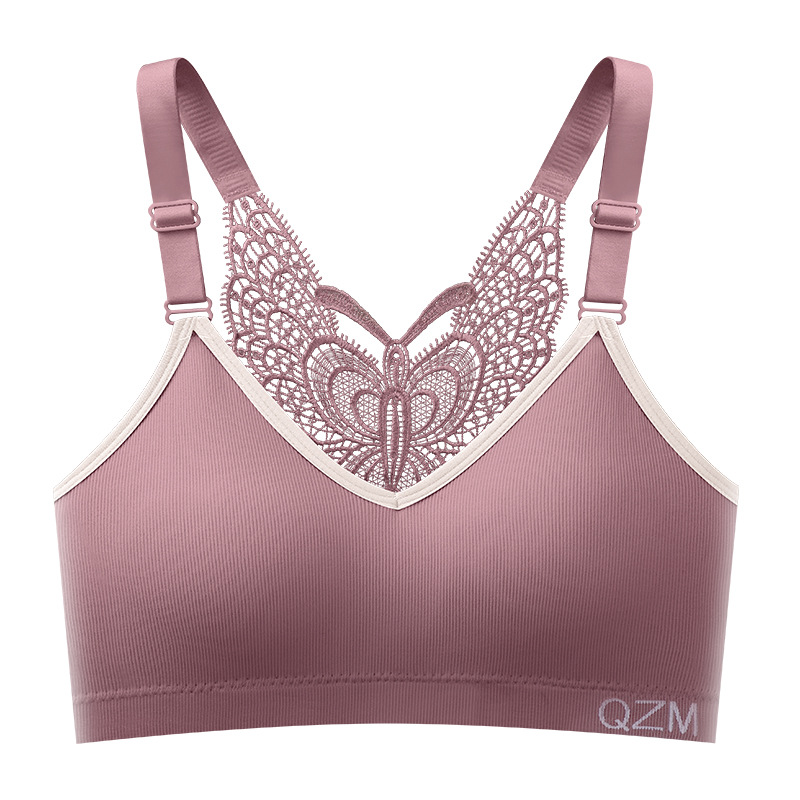 seamless tube top Solid Color comfortable Female underwear Brassiere embroidered v-neck butterfly beauty back seamless bra