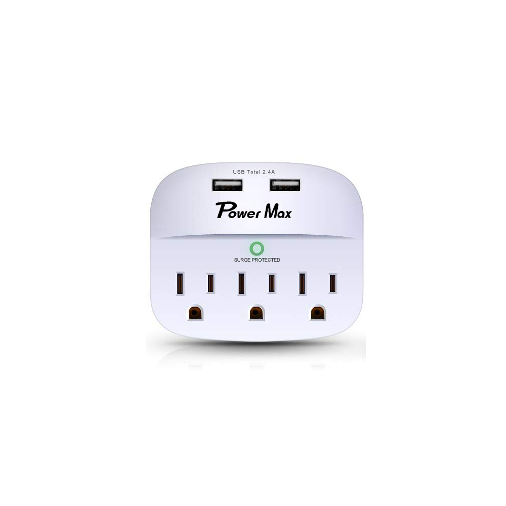 3-OuSurge протектор, мульти штепсельная розетка удлинитель питания с 2 USB настенное зарядное устройство (Smart 2.4A), 490 джоулей, cETL перечислен