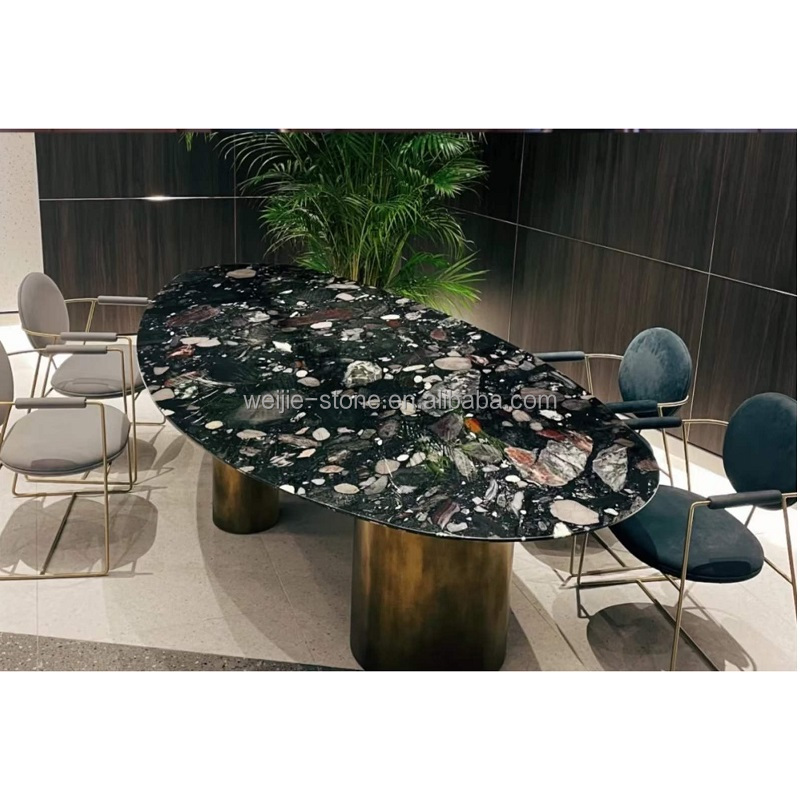 Обеденный стол из натурального камня terrazzo, мраморный стол для встреч terrazzo