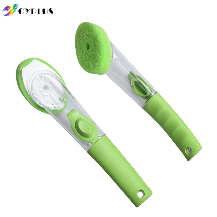 Customized kitchen cleaning soap filled dish brush soap dispensing dish brush