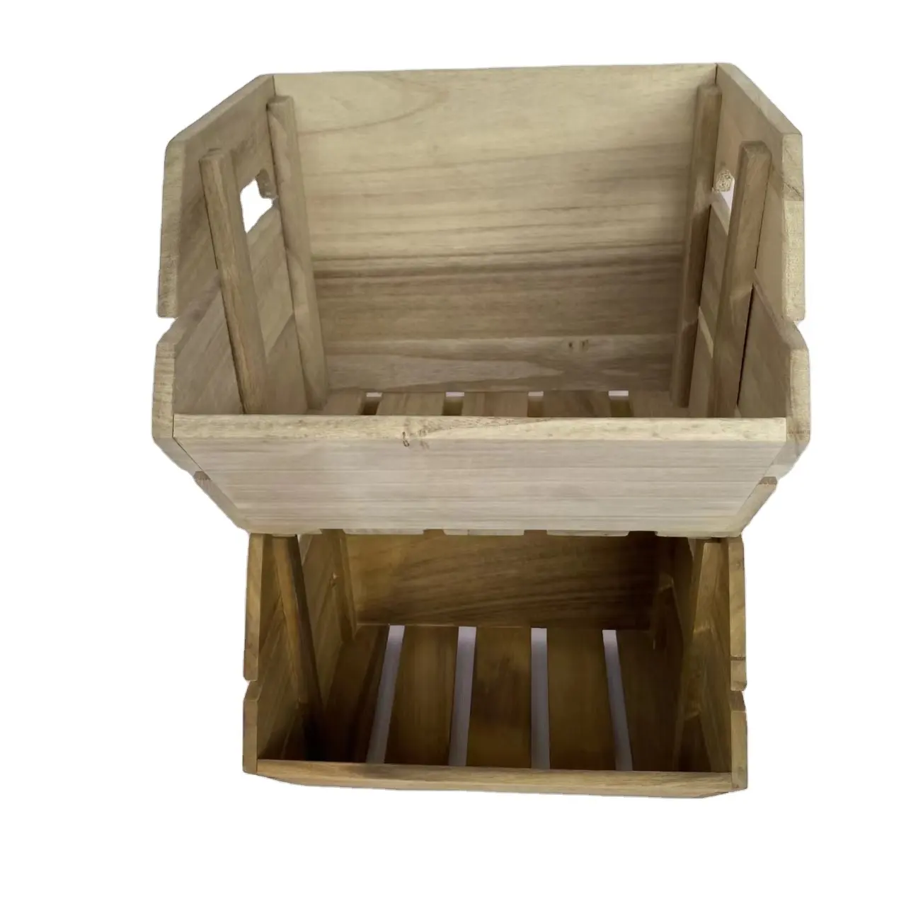 Customized Wooden Open Front Storage Bin for Kitchen & Pantry Vegetable organizer Fruit Basket on Countertop