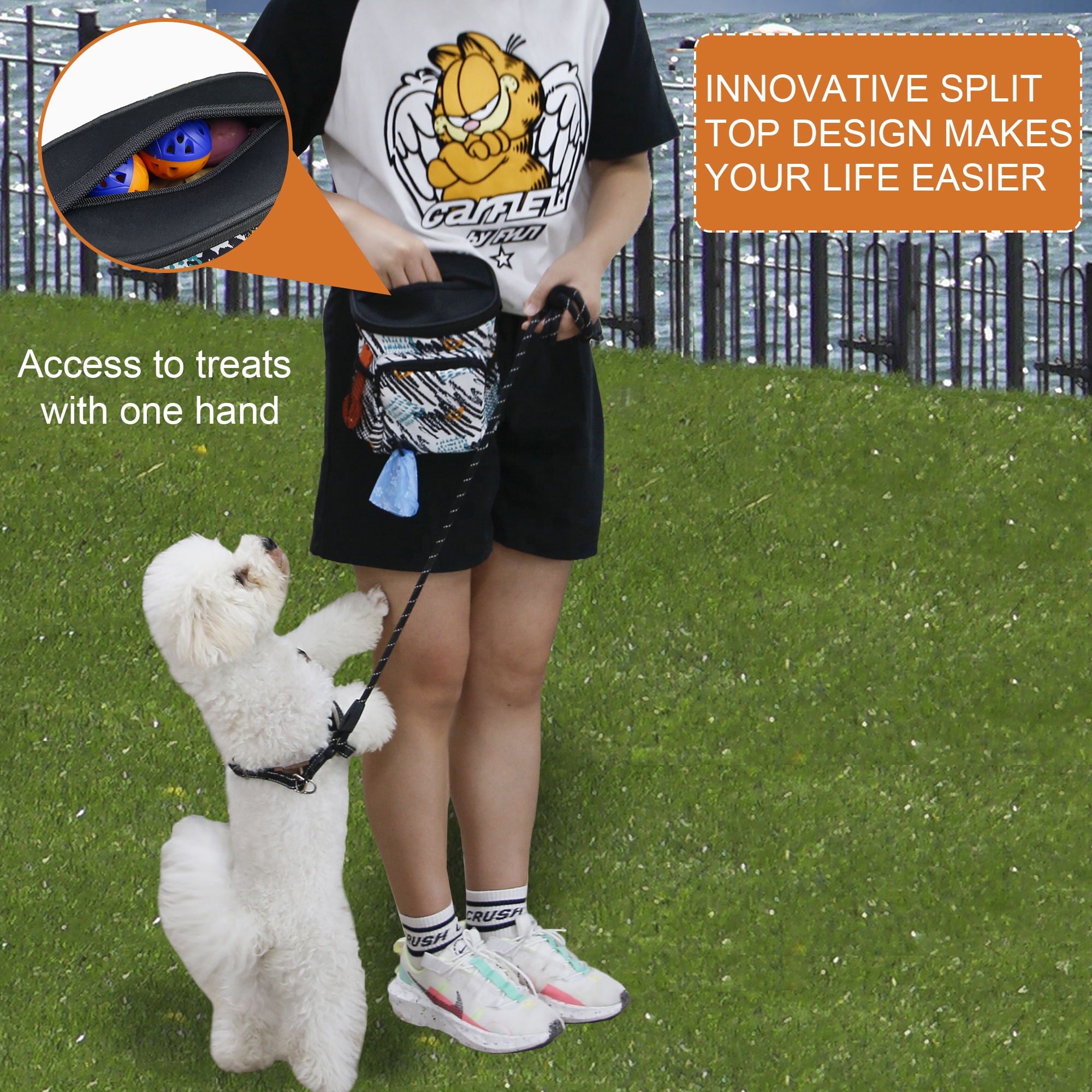 GeerDuo Multi-functional Portable Pet Dog Training Bag With Poop Bag Dispenser Food Container
