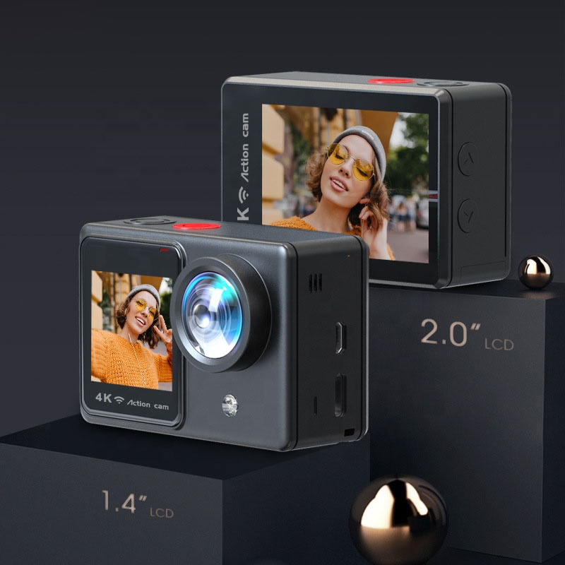 4K HD 2.0 touch dual screen supports WiFi action   sports camera with waterproof case