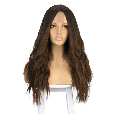 wholesale price 26 inches long curly synthetic hair lace wigs with R6-10# color