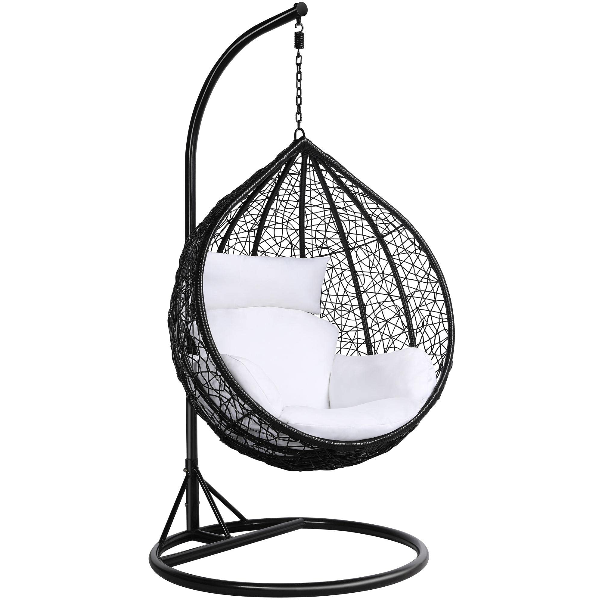 Fashion Design Indoor Outdoor Furniture Modern Garden Egg Chair Balcony Patio Rattan Basket Swing Egg Hanging Chair With Stand