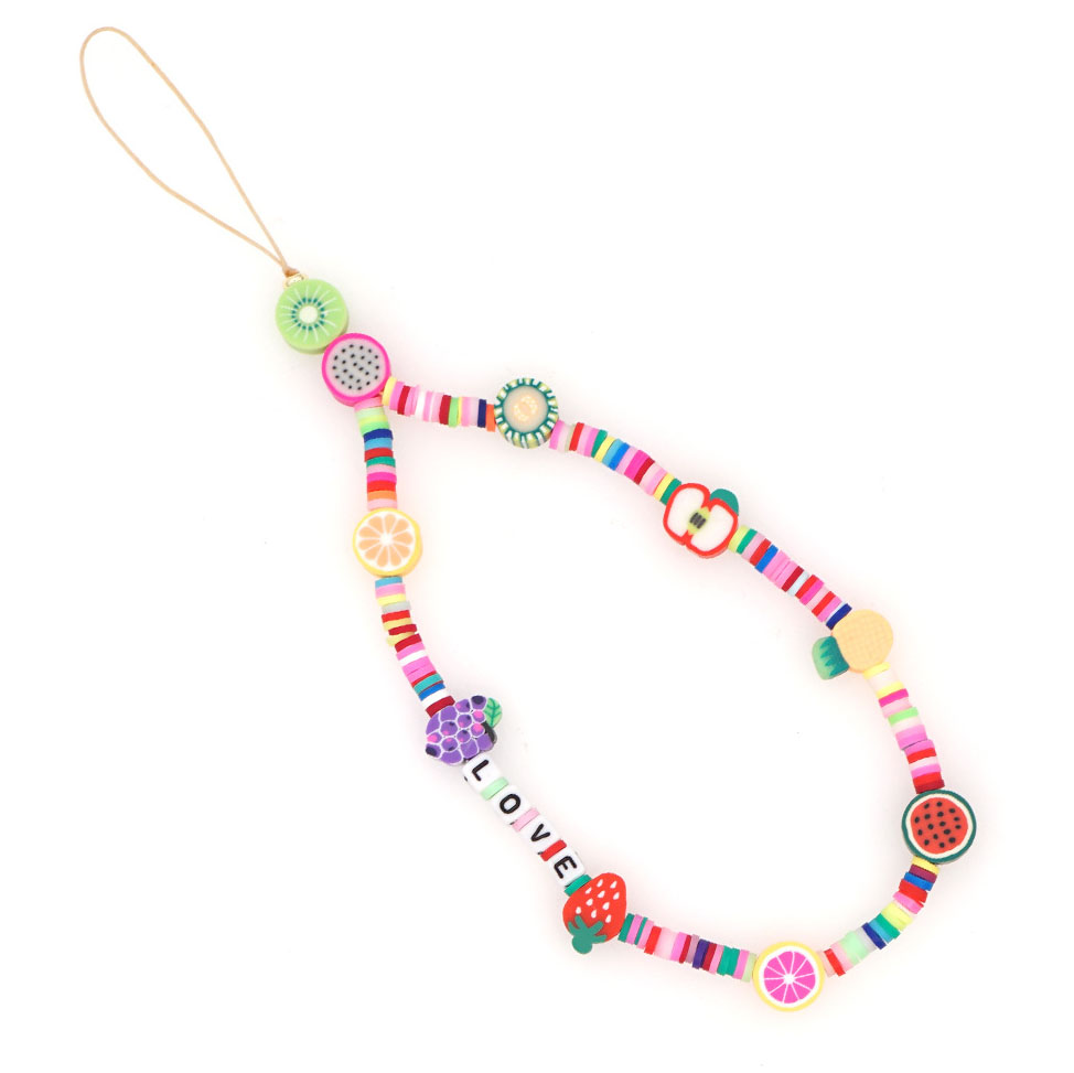 Fashion Jewelry beaded Rainbow Fruit smily face style mobile phone chains beads women phone strap phone charms