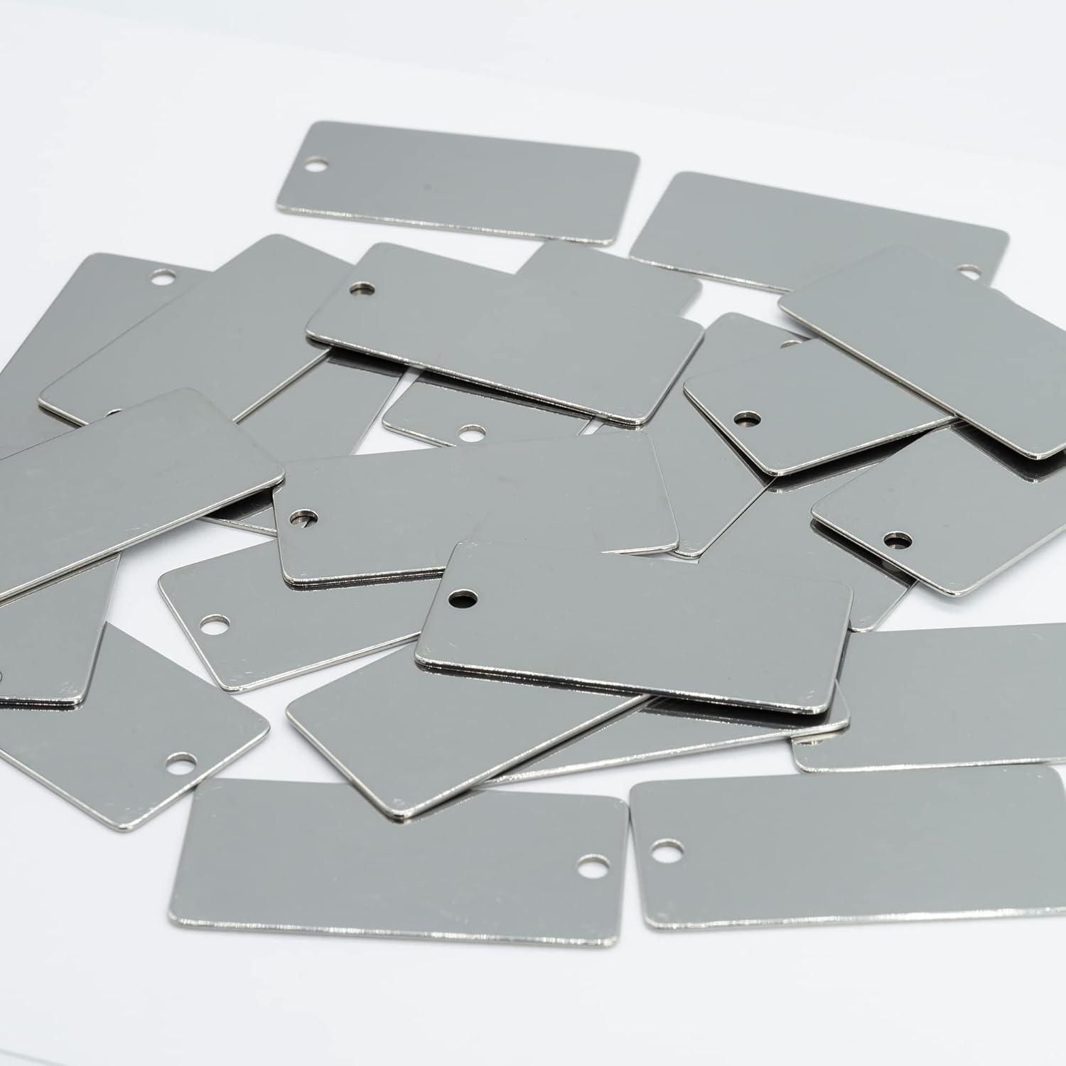Benmu Customized Metal Engraving Blanks Stamping Blanks Stainless Steel Rectangle Blank Tags 1 Inch x 2 Inch 25 Pack