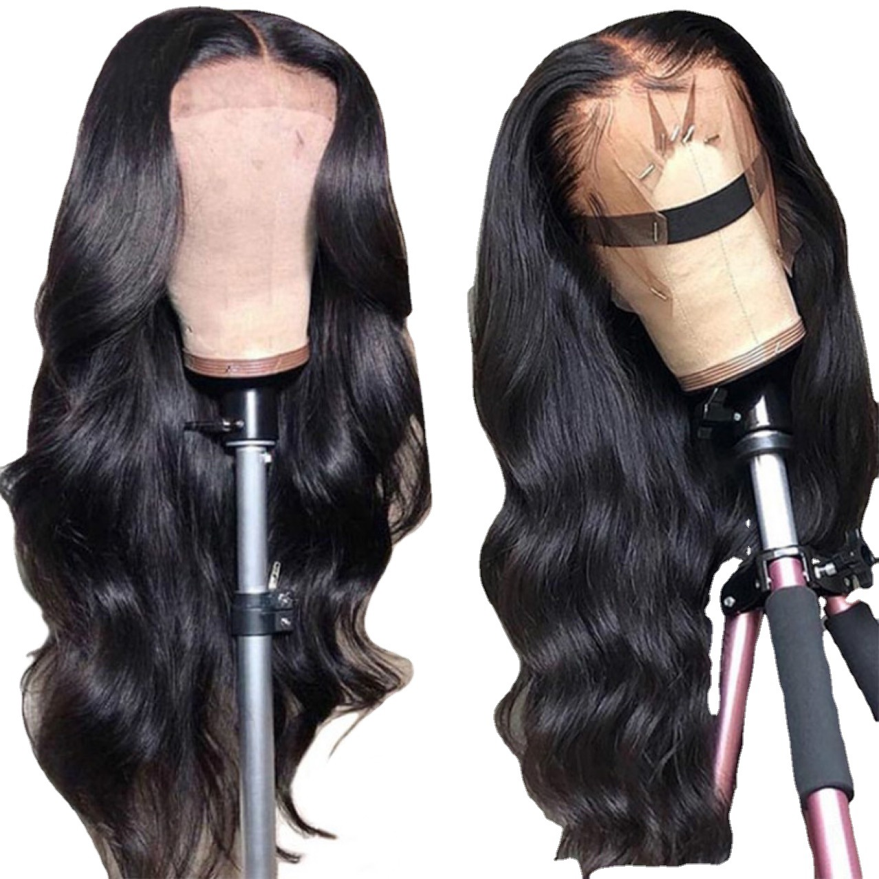 Wholesale middle-divided large wavy and curved chemical fiber front lace wig