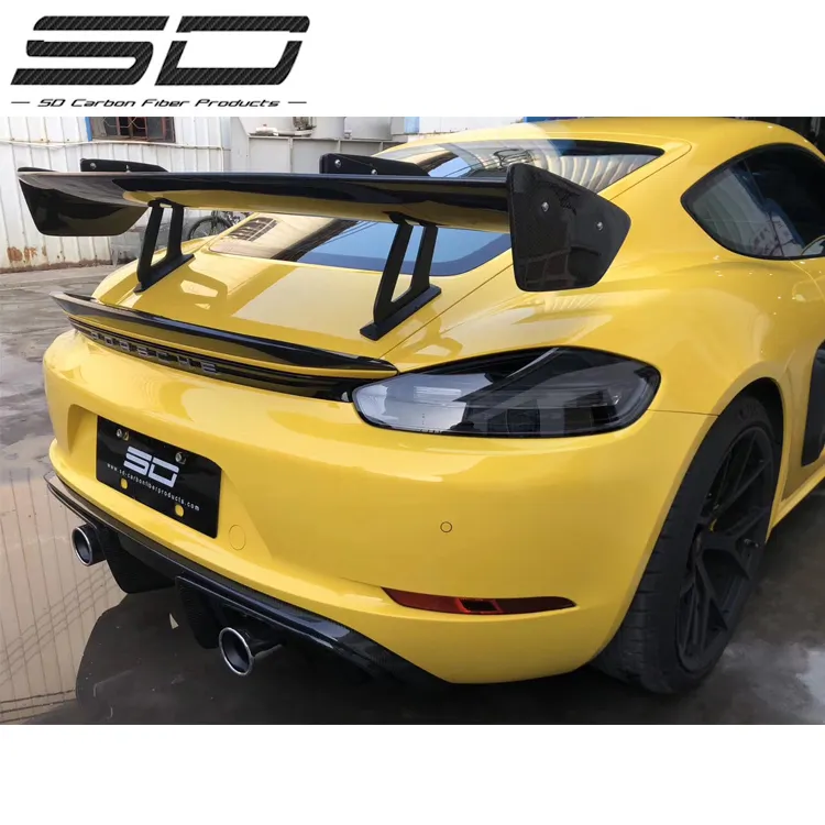 GT4 Clubsport Style Dry Carbon Fiber Rear Spoiler Rear Wing For Porsche 718 Cayman