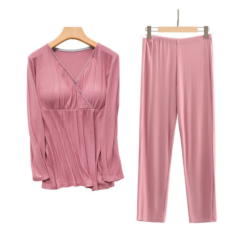 Pregnant Women Add Thick Lactation Clothing Thermal Underwear Autumn And Winter Modal Pajamas Maternity Set