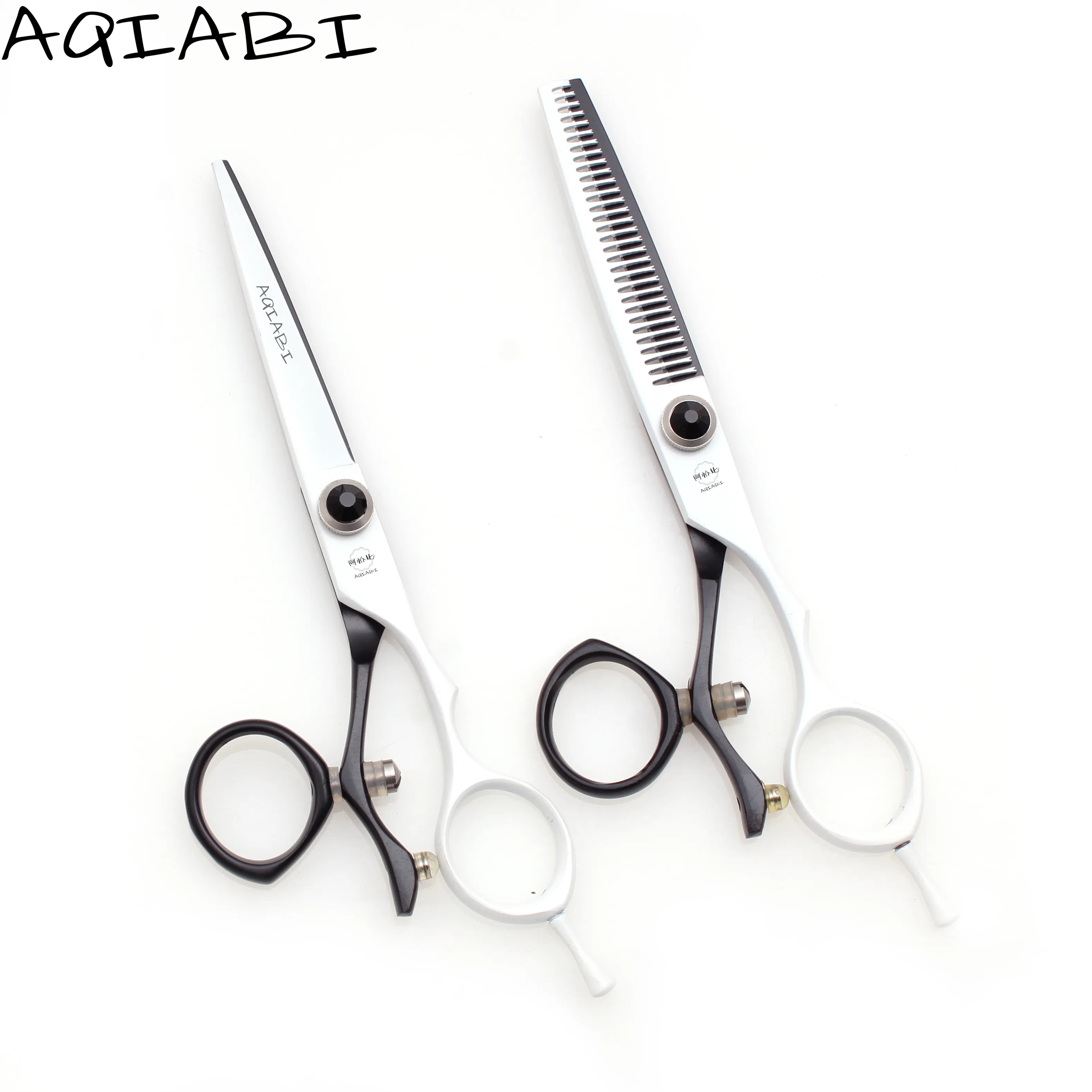 Professional Scissors 5.5'' 6" AQIABI JP 440C Hair Cutting Scissors Barber Thinning Scissors Swivel Thumb White A9019