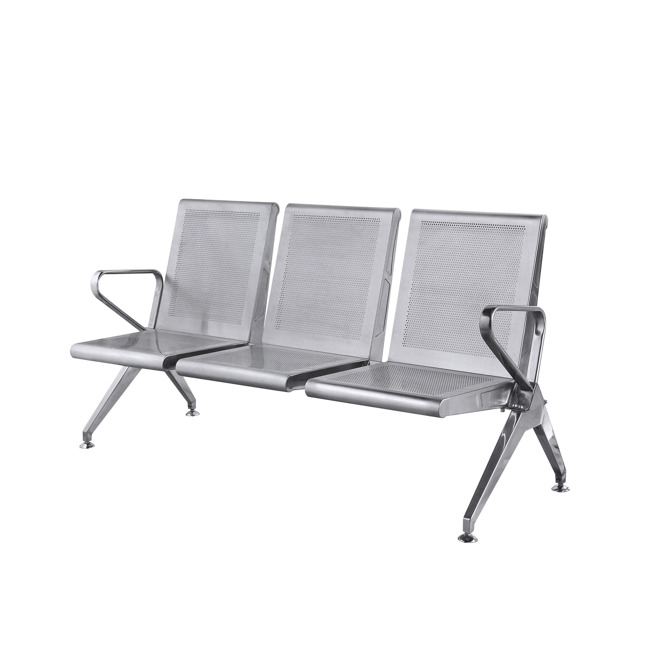 Stainless Steel 3 Seater Waiting Chairs With Cushion Armrest And Backrest For Hospital