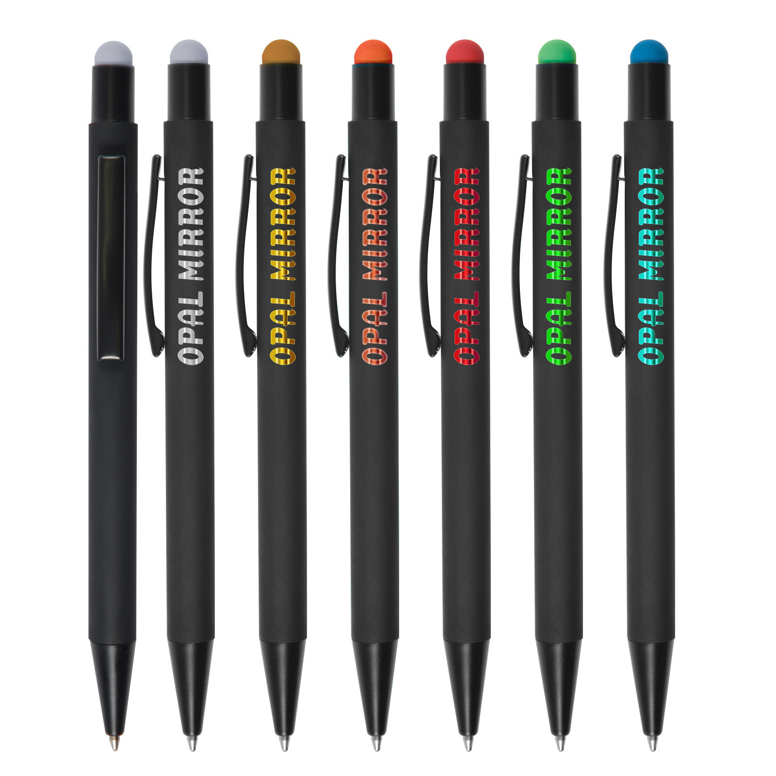 Promotional logo printed 1.0mm writing width metal ballpoint pen multi-color advertising gift stylus pen with rubber grip