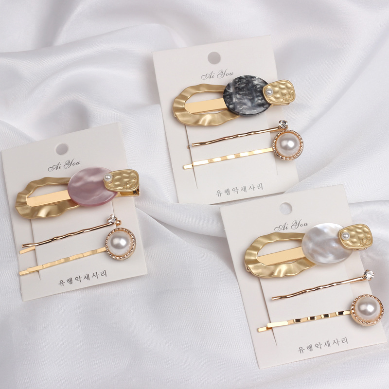 Korea Is Contracted And Aureate Bang Clip Small Pure And Fresh Shell Alloy Hair Accessories Joker Fair Maiden Hairpin