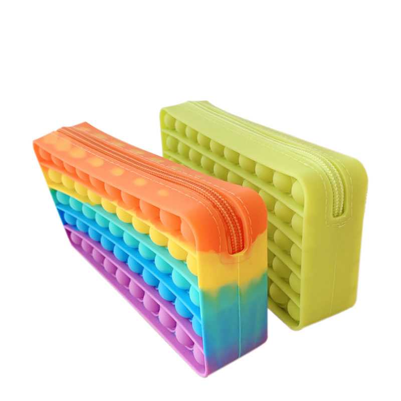 silicone fidget push bubble toy pencil bag stress relief student kit pop pencil case