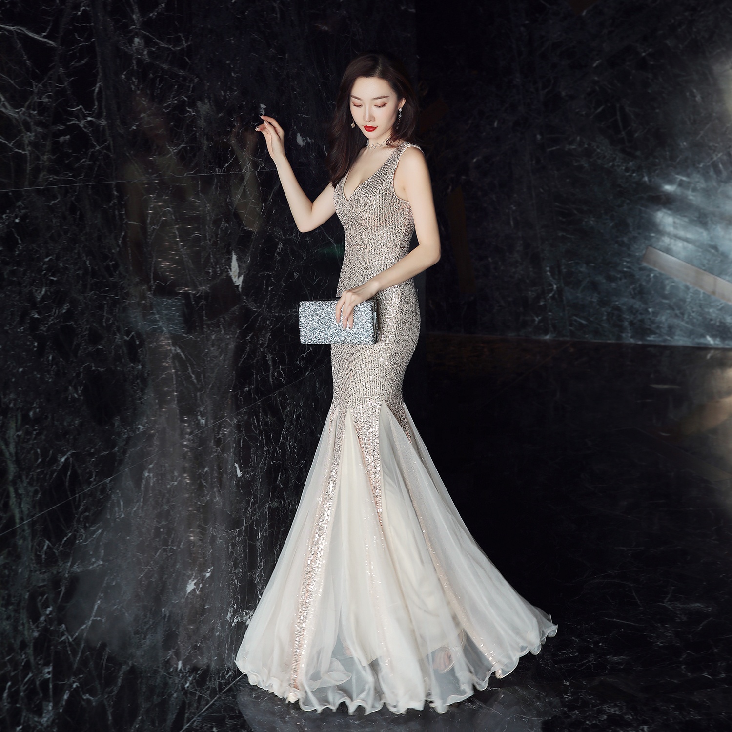 16538 # Новый стиль, волшебные вечерние платья, роскошное женское платье с блестками, длинное платье для выпускного вечера