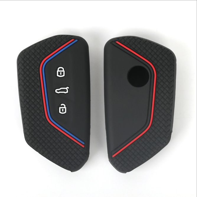 Силиконовый чехол для ключа автомобиля VW Volkswagen Golf 8 Mk8 2020 Skoda, 3 кнопки, смарт-Брелок дистанционного управления без ключа, чехол, держатель брелка