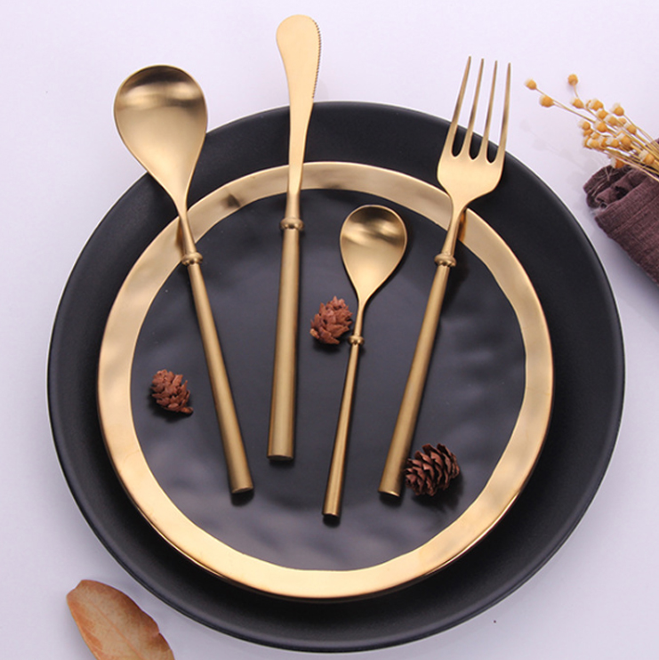 Unique gold plated Dinnerware Set cutlery set tableware set