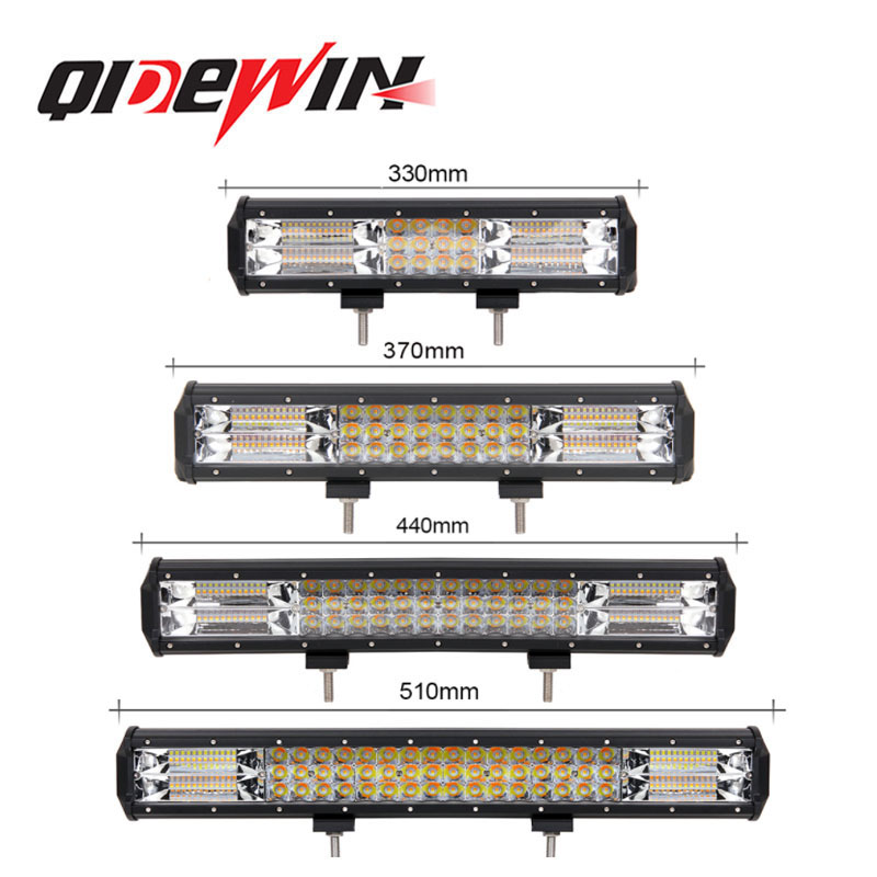 Светодиодная панель рабочего освещения QIDEWIN 4 5 7 13 15 17 20 50 дюймов, двухцветная 72 Вт, Светодиодная панель рабочего освещения 4x4, янтарный, белый, 12 В, 24 В