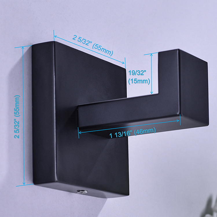 New Design Stainless Steel Matte Black Wall Mount Clothes Hanger Towel Hook Robe Hook