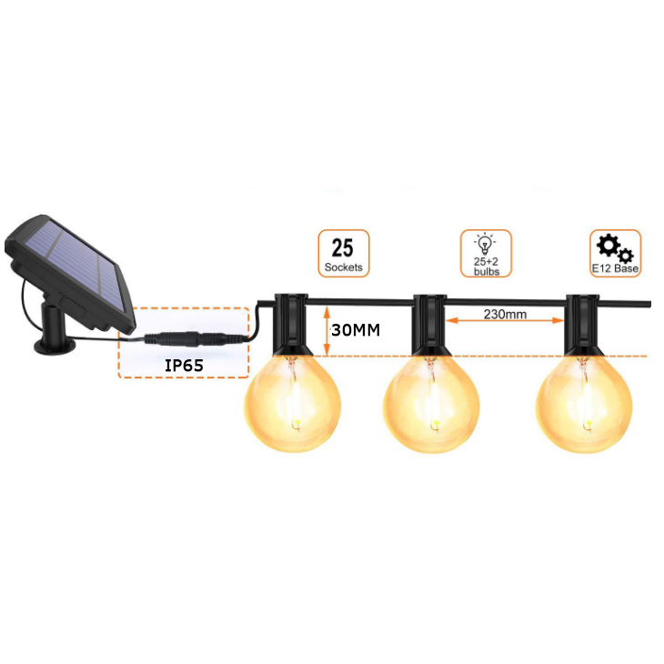 Manufacturer of solar G40 globe patio string lights outdoor waterproof