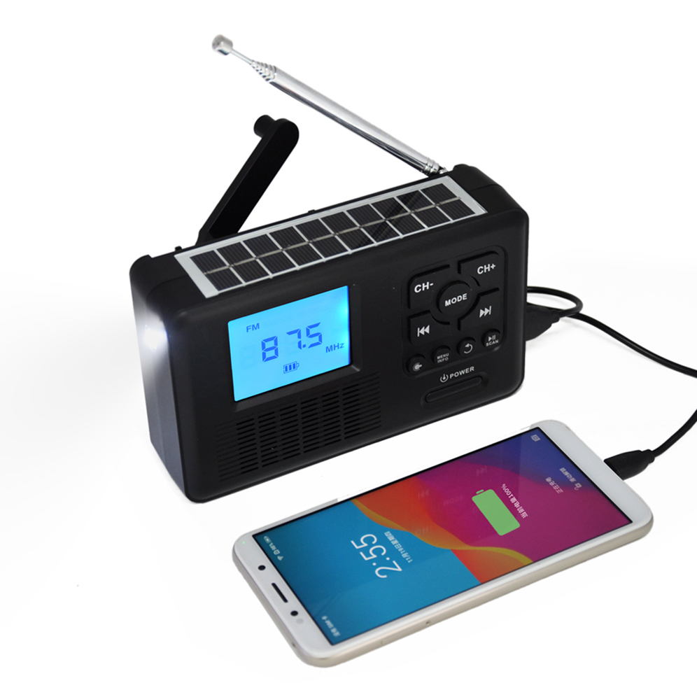 ELETREE уличный портативный Перезаряжаемый ручной фонарик с батареей Mp3 USB аварийный DAB солнечная погода MW AM FM радио