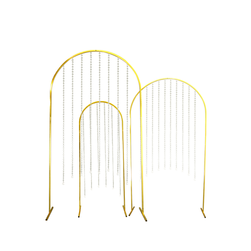 Gold Arch Wedding Decoration Event Wedding Flower Arch Frame With Crystal Beads