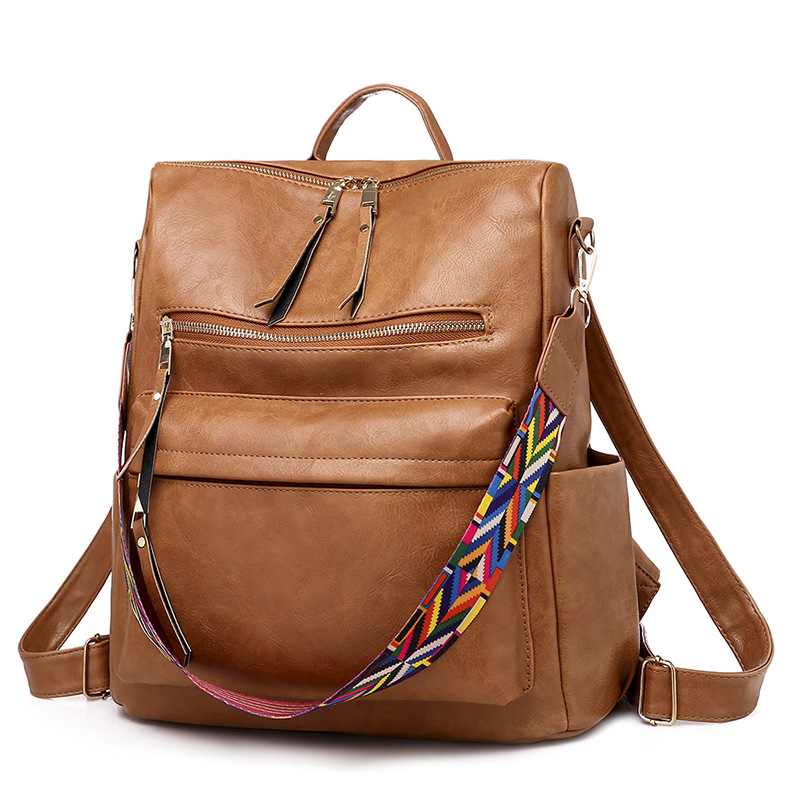 Customizable Soft Leather Backpack for Women - Shoulder Carry with Protective Cover