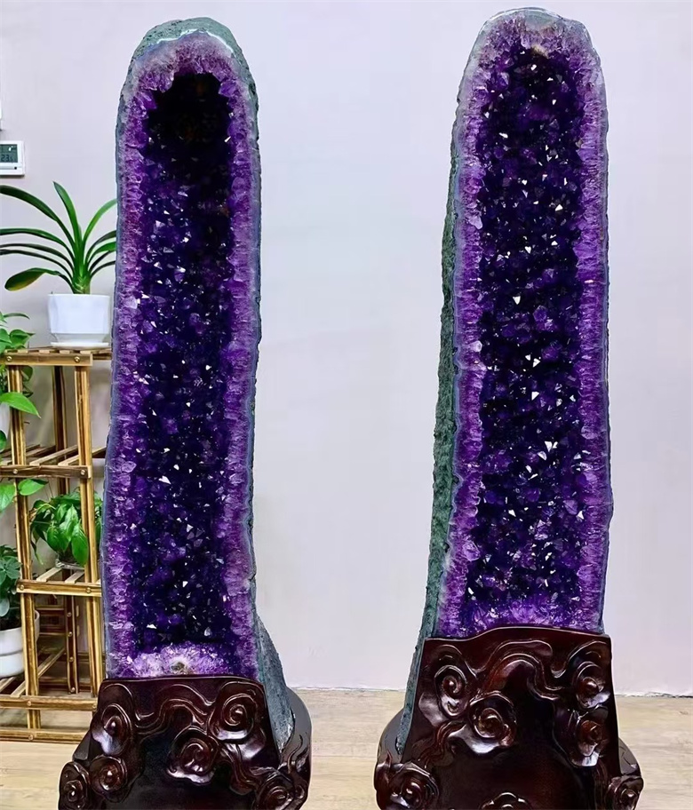 Natural brazil large rock purple amethyst cave gemstone pair uruguay quartz crystal geodes hole crystal cluster for sale